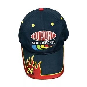 VTG Jeff Gordon Dupont Motorsports Hat NASCAR Racing Flames Cap 90s Y2K Red Blue